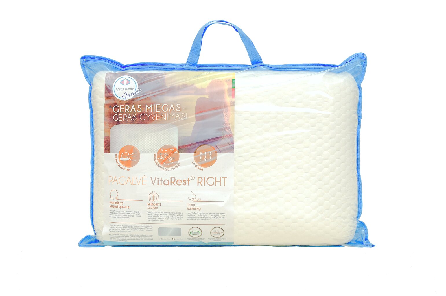 Vitarest® Pagalvė RIGHT (42x66x11 cm) kaina ir informacija | Pagalvės | pigu.lt