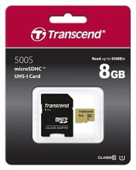 TRANSCEND GOLD 500S MICROSD W/ADP (V30) R95/W60, 8Гб цена и информация | Карты памяти для телефонов | pigu.lt