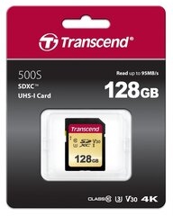 TRANSCEND SDXC UHS-3/V30, 128Гб, MLC цена и информация | Карты памяти для телефонов | pigu.lt