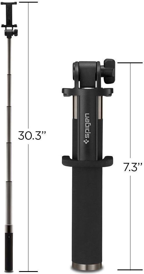 Belaidė asmenukių lazda Spigen S530W, juoda цена и информация | Asmenukių lazdos (selfie sticks) | pigu.lt