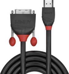 КАБЕЛЬ HDMI-DVI 3М/ЧЕРНЫЙ 36273 LINDY цена и информация | Кабели и провода | pigu.lt