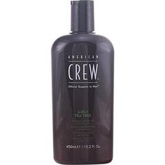 Šampūnas, kondicionierius ir dušo želė su arbatmedžio ekstraktu American Crew 3-In-1 Tea Tree 450 ml kaina ir informacija | American Crew Kvepalai, kosmetika | pigu.lt