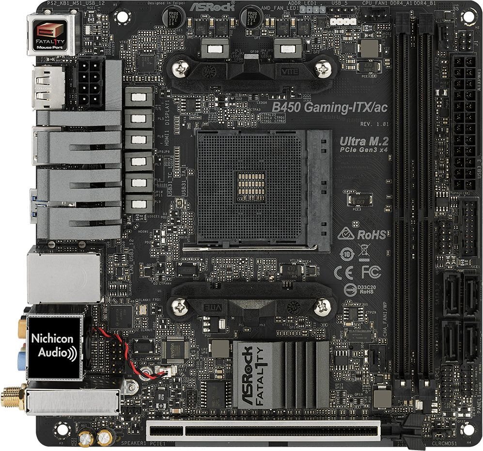 ASRock B450 GAMING-ITX/AC kaina ir informacija | Pagrindinės plokštės | pigu.lt