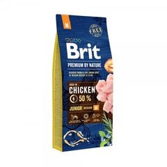 Brit Premium by Nature Junior M полноценный корм для собак 15кг цена и информация | Сухой корм для собак | pigu.lt