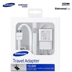 Samsung EP-TA10EWE Универсальная Адаптивная зарядка 10.6W USB 2A + Micro USB 21pin Кабель (EU Blister) цена и информация | Зарядные устройства для телефонов | pigu.lt