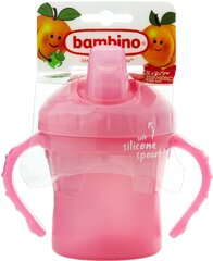 Эргономичная кружка c силиконовым носиком Bambino Easy Sip, розовая цена и информация | Бутылочки и аксессуары | pigu.lt