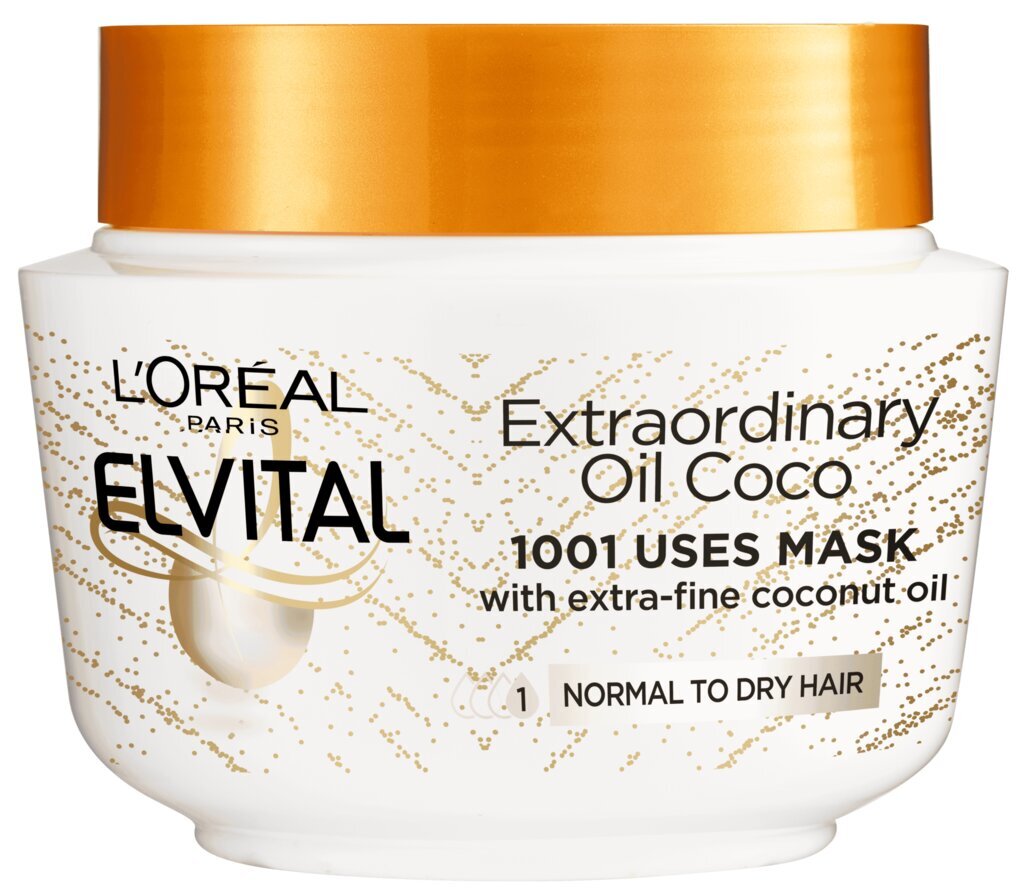 Plaukų kaukė su kokosų aliejumi L'Oreal Paris Elvital Extraordinary Oil 300 ml kaina ir informacija | Priemonės plaukų stiprinimui | pigu.lt