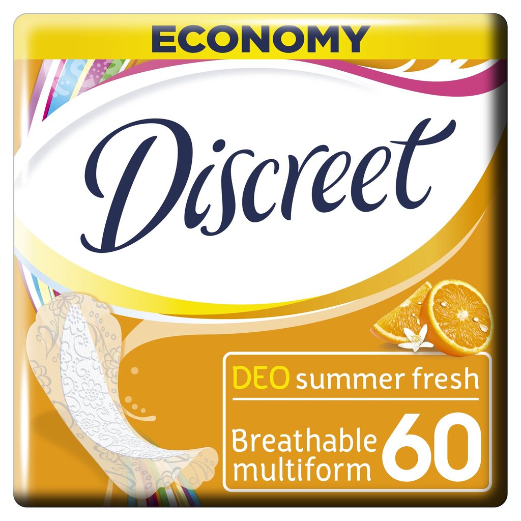 Higieniniai įklotai Discreet Summer Fresh, 60 vnt kaina ir informacija | Tamponai, higieniniai paketai, įklotai | pigu.lt