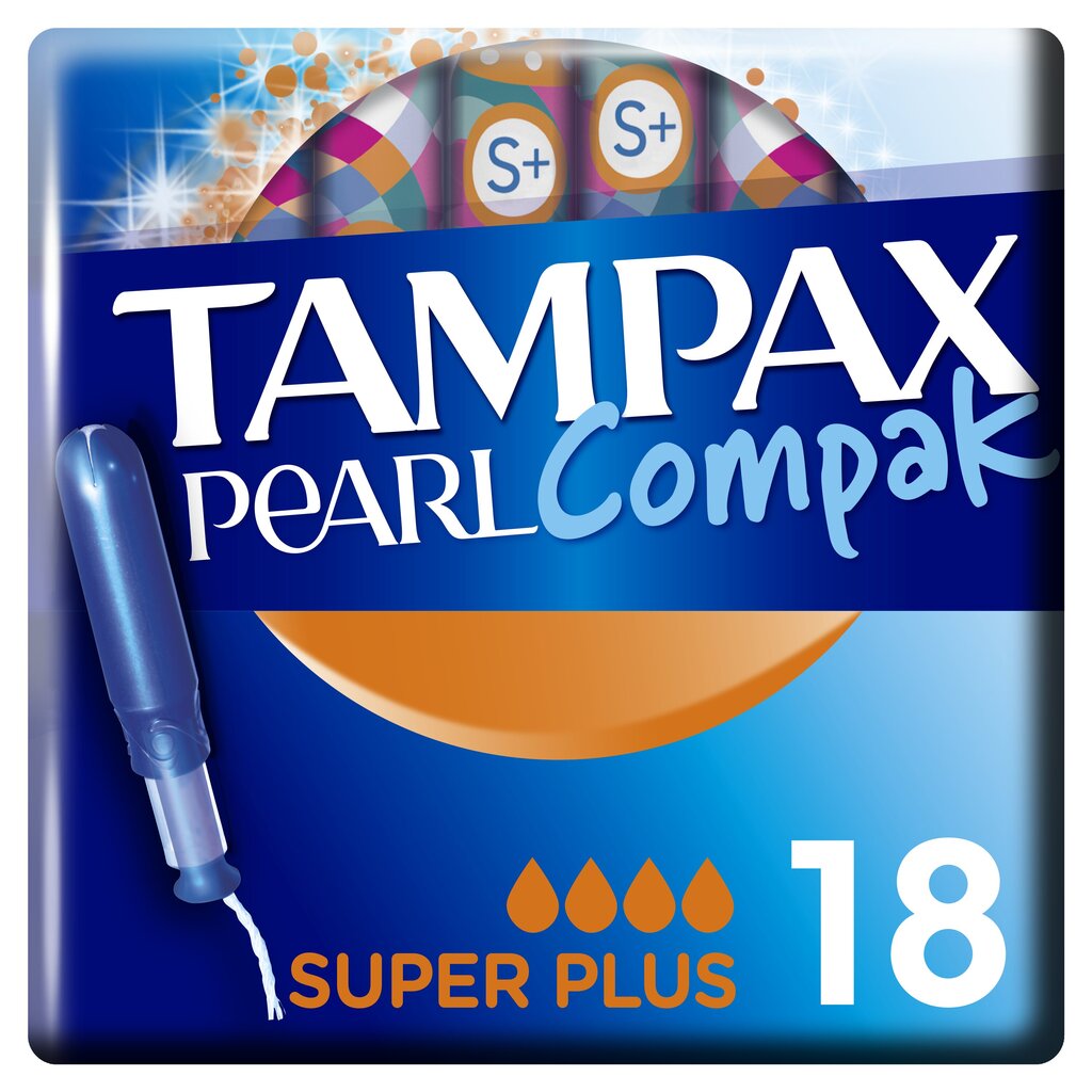 Tamponai TAMPAX Compak Pearl Super Plus, 18 vnt. kaina ir informacija | Tamponai, higieniniai paketai, įklotai | pigu.lt