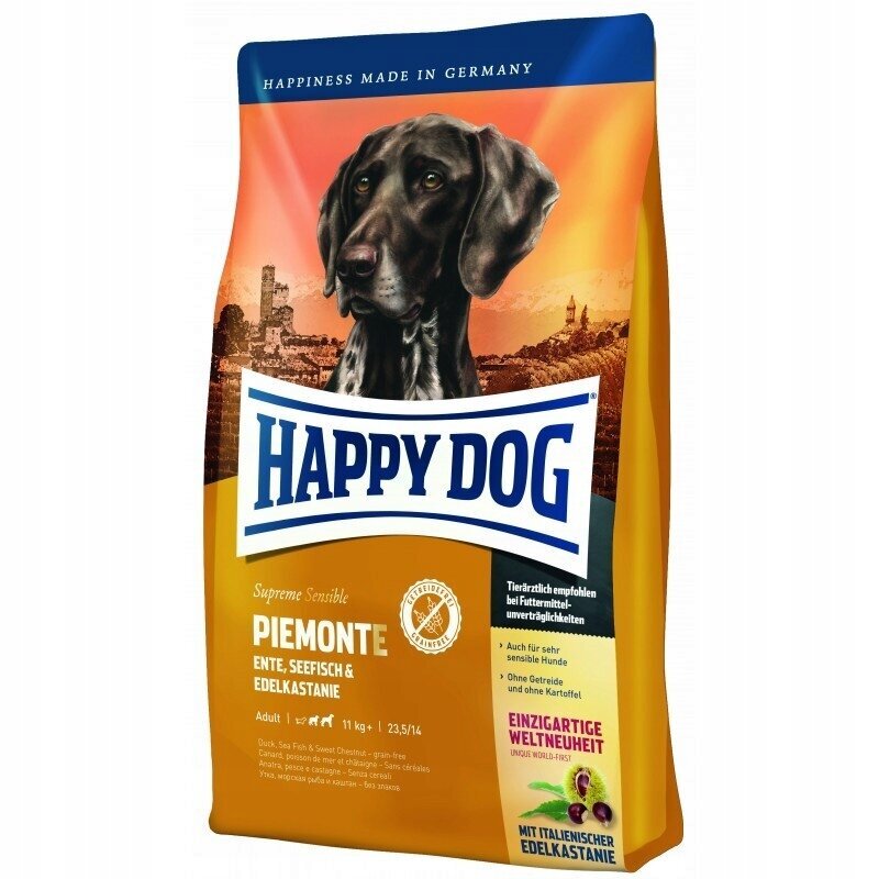 Happy Dog Supreme Piemonte visų veislių šunims su antiena, kaštonais ir žuvimi, 10 kg цена и информация | Sausas maistas šunims | pigu.lt