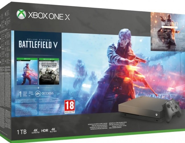 Microsoft Xbox One X 1TB + Battlefield V Deluxe Ed. + Battlefield 1 Revolution Ed. + Battlefield 1943 kaina ir informacija | Žaidimų konsolės | pigu.lt