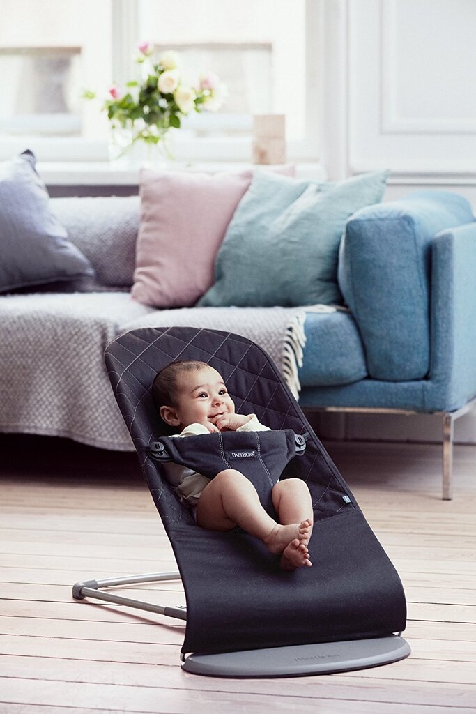 Gultukas Babybjörn Bliss Black Cotton 006016, grey kaina ir informacija | Gultukai ir sūpynės | pigu.lt