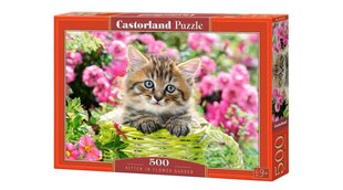 Dėlionė Castorland Puzzle Kitten in Flower Garden, 500 d. kaina ir informacija | Dėlionės (puzzle) | pigu.lt