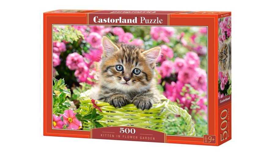 Dėlionė Castorland Puzzle Kitten in Flower Garden, 500 d. kaina ir informacija | Dėlionės (puzzle) | pigu.lt