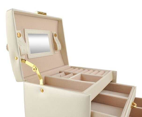 Papuošalų dėžutė, smėlio spalvos kaina ir informacija | Interjero detalės | pigu.lt