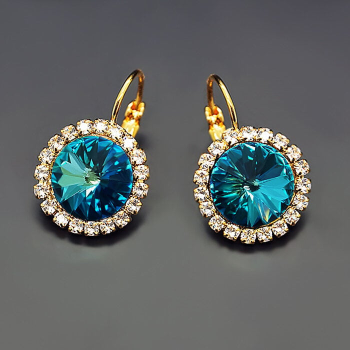 DiamondSky „Clarice (Bermuda Blue)“ su Swarovski kristalais moteriški auskarai, mėlyna