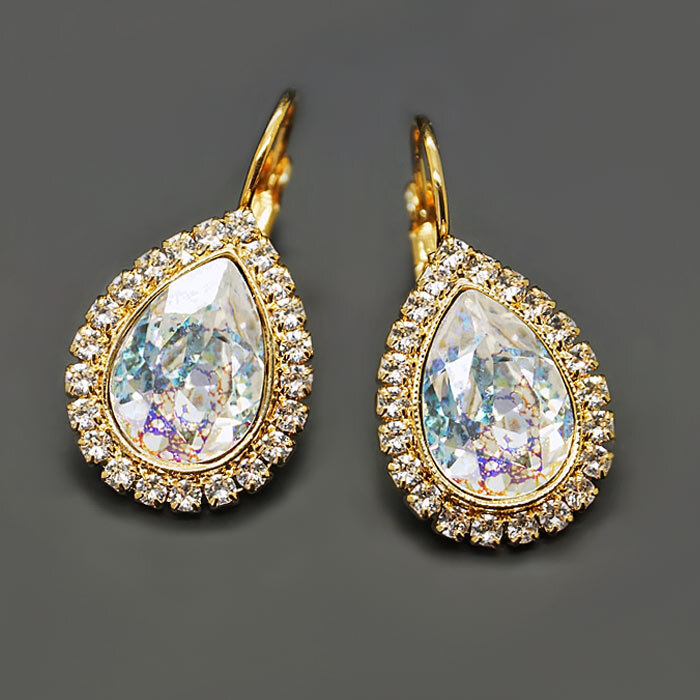 Auskarai moterims DiamondSky „Celestial Drop (White Patina)“ su Swarovski kristalais