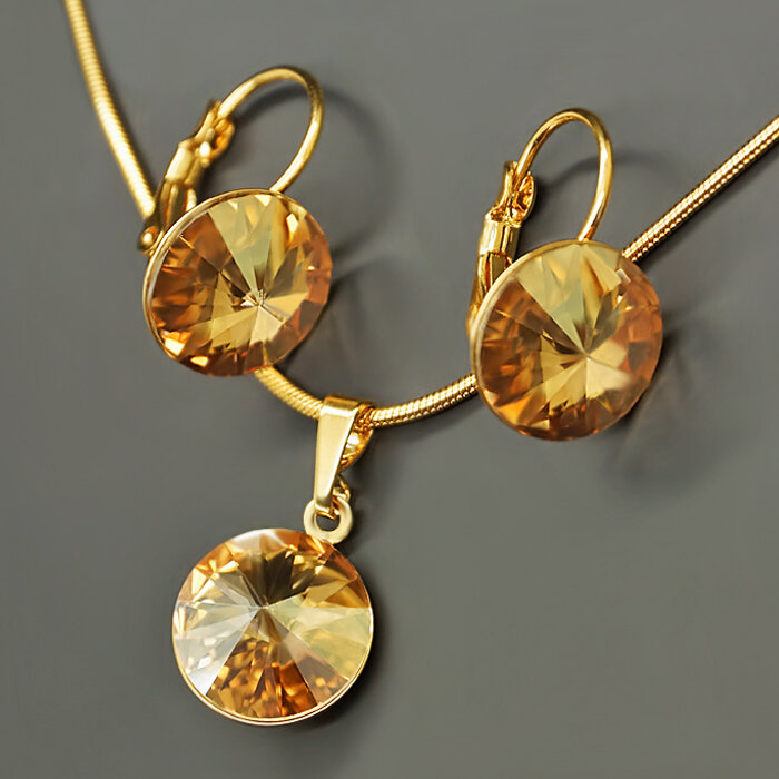 Papuošalų rinkinys moterims DiamondSky „Clarice II (Golden Shadow)“ su Swarovski kristalais