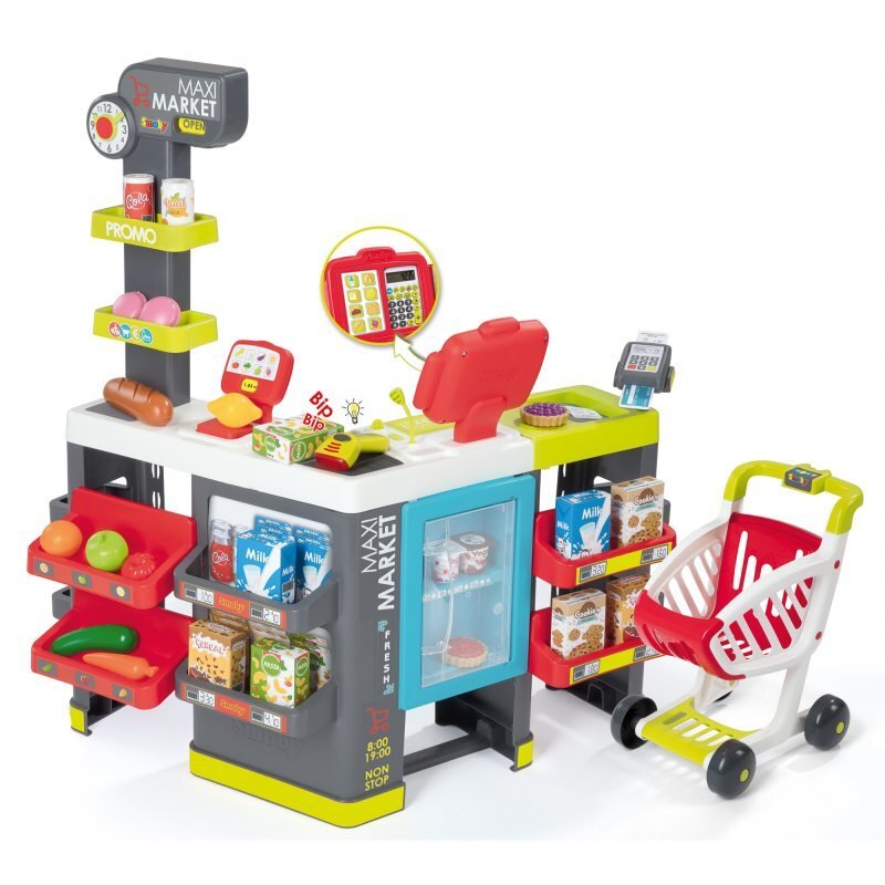 Žaislinė parduotuvė su vežimėliu Smoby Maximarket цена и информация | Žaislai mergaitėms | pigu.lt