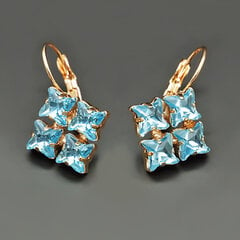 Auskarai moterims DiamondSky „Crystal Twister (Aquamarine Blue)“ su Swarovski kristalais kaina ir informacija | Auskarai | pigu.lt