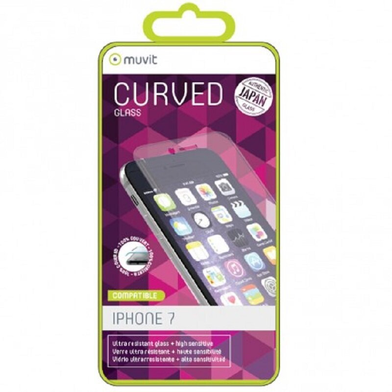 Apple iPhone 7Plus Curved screen Glass By Muvit tr. kaina ir informacija | Apsauginės plėvelės telefonams | pigu.lt