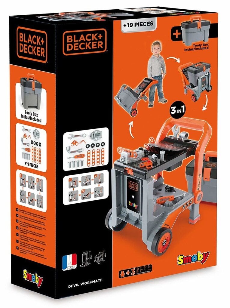 Karutis + dėžė su įrankiais Simba Smoby Black & Decker, 19 d. цена и информация | Žaislai berniukams | pigu.lt