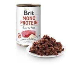 BRIT CARE konservai Mono protein su jautiena ir ryžiais, 400g kaina ir informacija | Konservai šunims | pigu.lt