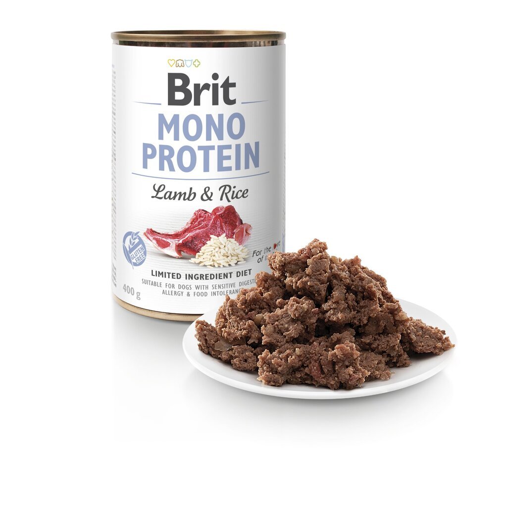 Brit Mono Protein Lamb & Rice konservai šunims 400g kaina ir informacija | Konservai šunims | pigu.lt