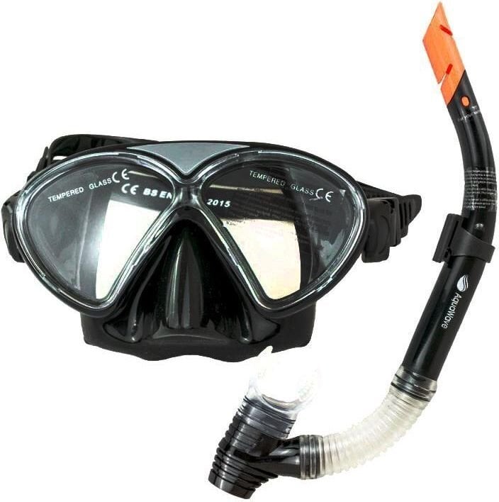 Nardymo kaukė su vamzdeliu AquaWave Dolphin JR SET, juoda kaina ir informacija | Nardymo kaukės | pigu.lt