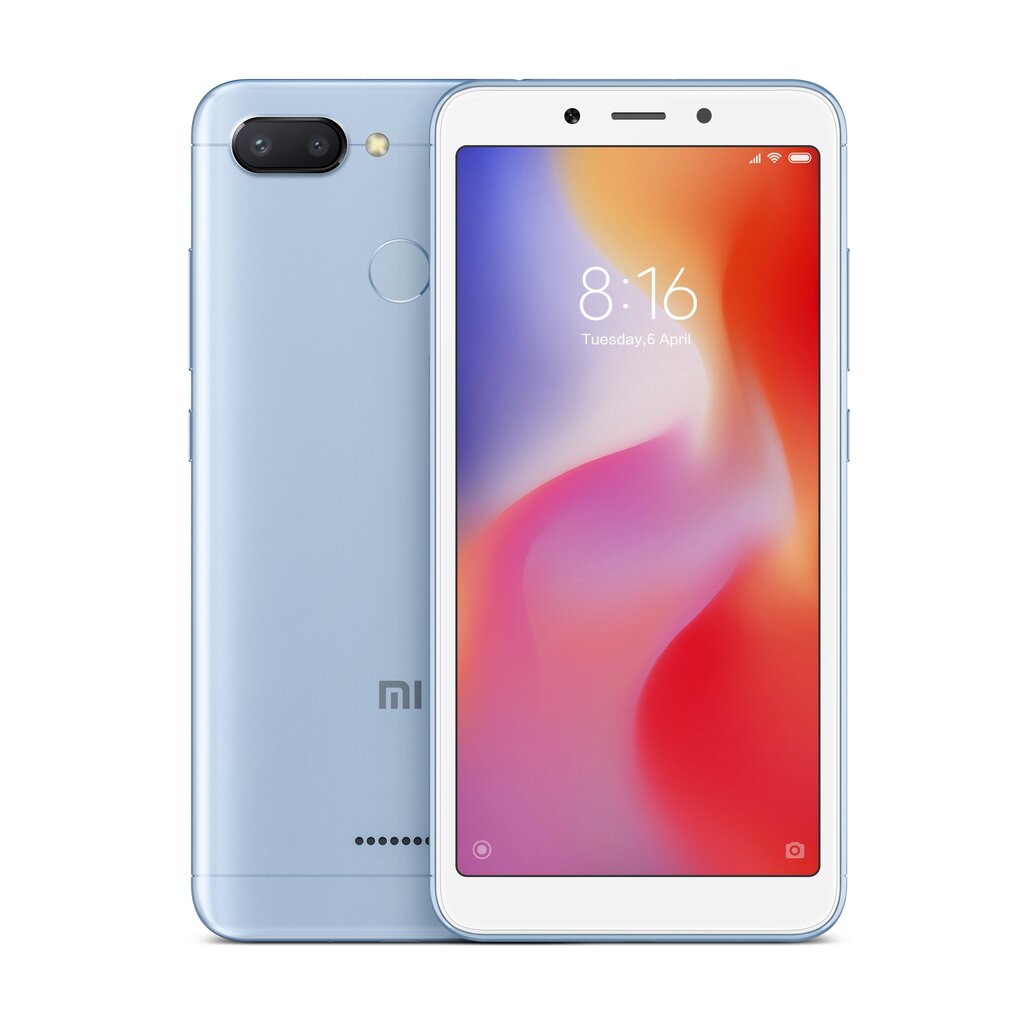 Xiaomi Redmi 6, 64GB, Dual SIM, Mėlyna kaina ir informacija | Mobilieji telefonai | pigu.lt