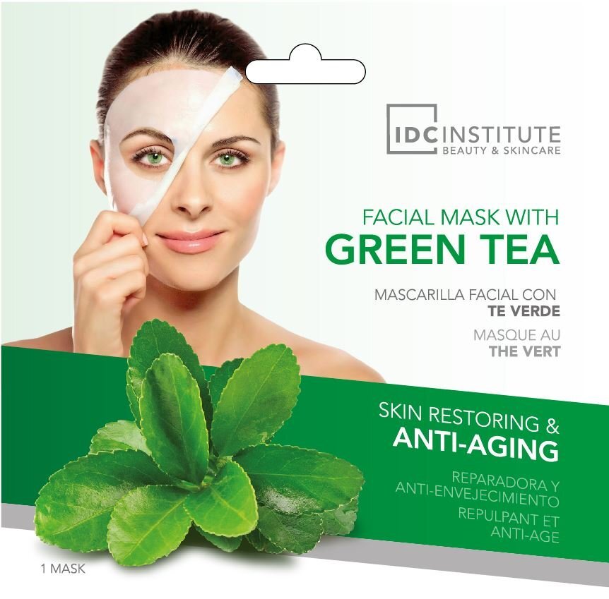 Nulupamoji kaukė nuo raukšlių su žaliąja arbata IDC Institute 22 g kaina ir informacija | Veido kaukės, paakių kaukės | pigu.lt
