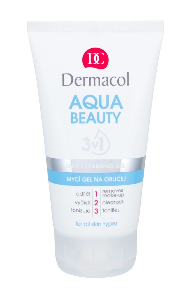 Veido valymo gelis Dermacol Aqua beauty 3in1 150 ml kaina ir informacija | Veido prausikliai, valikliai | pigu.lt