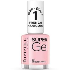 Rimmel London Super Gel French Manicure STEP1 лак для ногтей 12 мл, 091 English Rose цена и информация | Лаки, укрепители для ногтей | pigu.lt