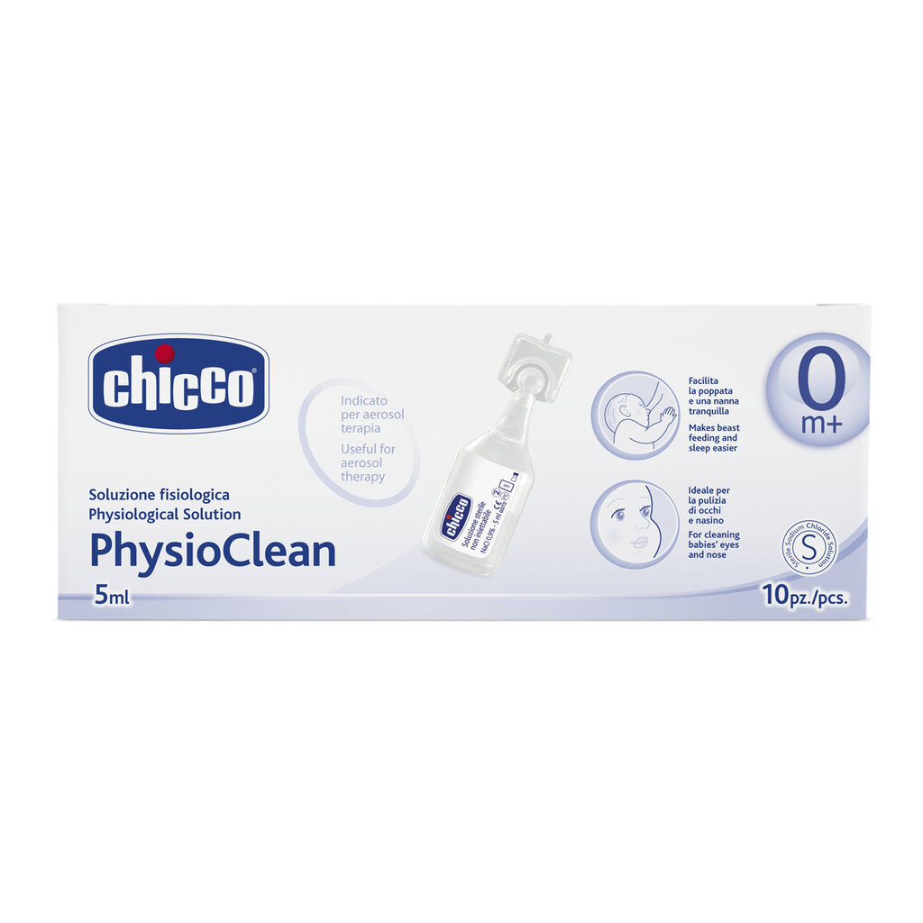 Fiziologinis tirpalas Chicco Physioclean 10 x 5 ml цена и информация | Sveikatos priežiūros priemonės | pigu.lt