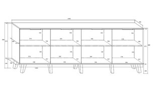 Шкафчик Sven 4D, белый цена и информация | Шкафчики в гостиную | pigu.lt