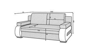 Sofa Nore Laura, pilka/balta kaina ir informacija | Sofos | pigu.lt