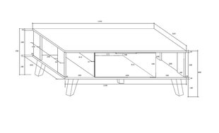 Staliukas Sven, 46x120x65 cm, baltas kaina ir informacija | Kavos staliukai | pigu.lt