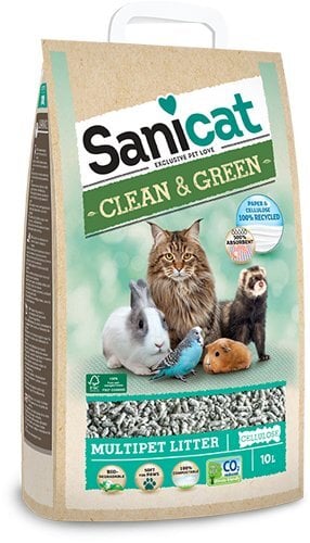 Popieriaus ir celiuliozės kraikas Sanicat, 10 l цена и информация | Kraikas katėms | pigu.lt