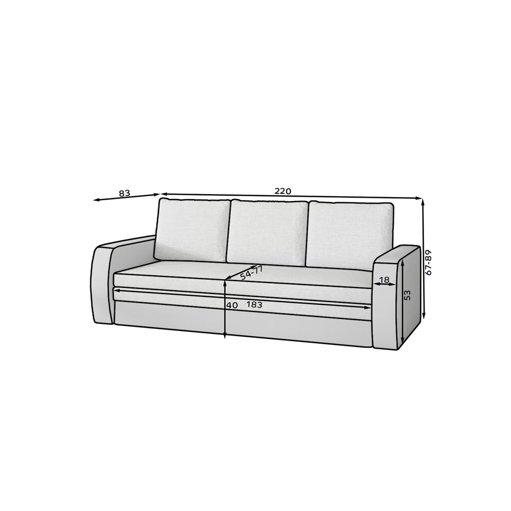 Sofa NORE Inversa, pilka/balta цена и информация | Sofos | pigu.lt