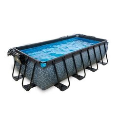 Каркасный бассейн Exit Stone с крышей и песковым фильтром, 400x200 см, серый цена и информация | Бассейны | pigu.lt