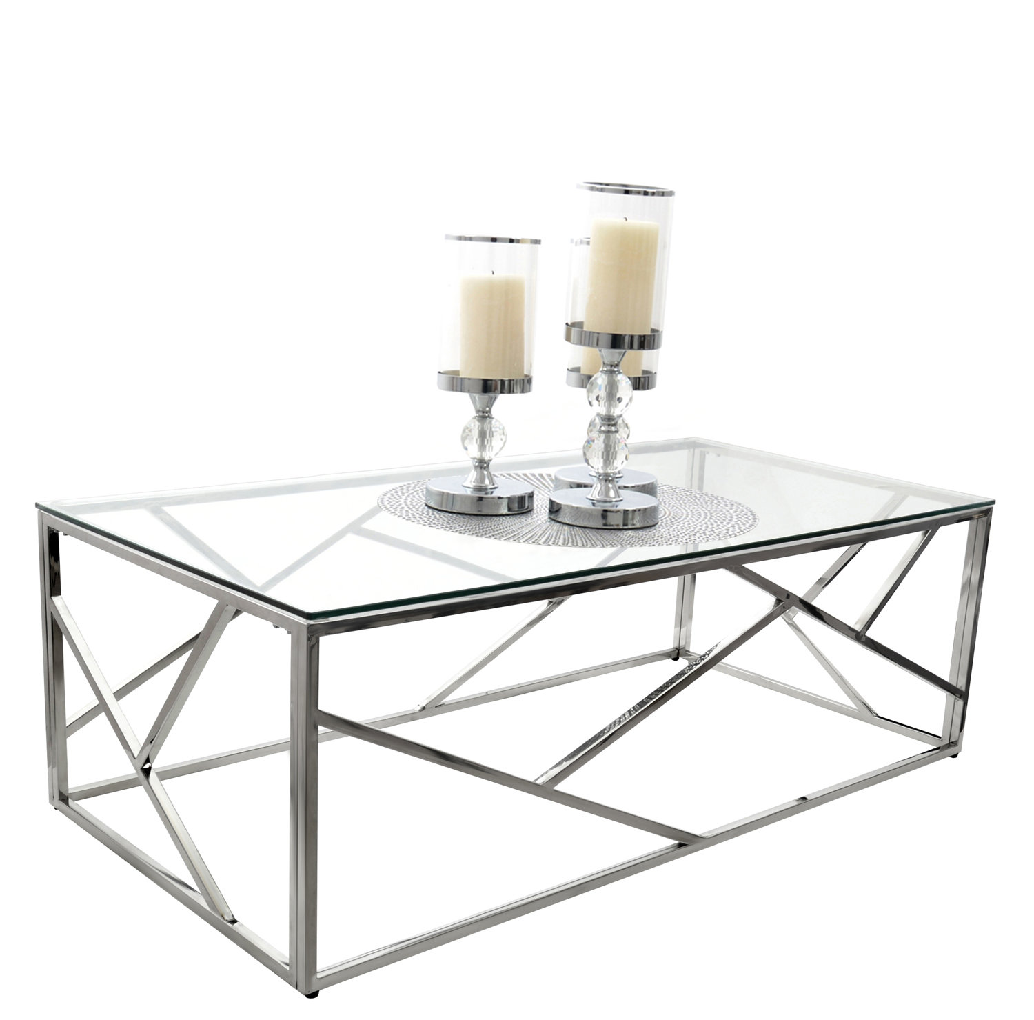Metalinis kavos staliukas Glamour, 90x50 cm, sidabrinis/skaidrus kaina |  pigu.lt