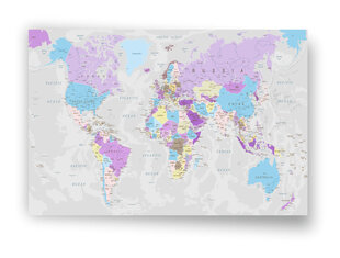 Карта мира из пробкового дерева серого цвета, 60x40 см цена и информация | Репродукции, картины | pigu.lt