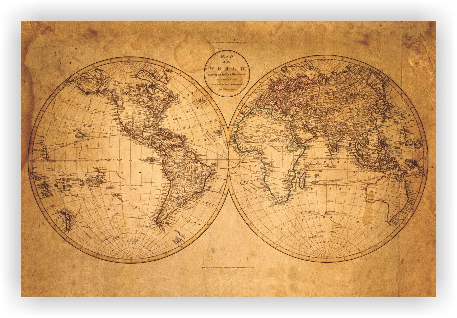 Kamštinis paveikslas - Senasis pasaulis [Kamštinis žemėlapis], 60x40 cm. kaina ir informacija | Reprodukcijos, paveikslai | pigu.lt