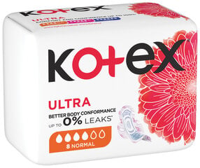 Гигиенические прокладки KOTEX Ultra Normal, 8 шт. цена и информация | Тампоны, гигиенические прокладки для критических дней, ежедневные прокладки | pigu.lt