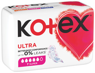 Гигиенические прокладки KOTEX Ultra Super, 7 шт. цена и информация | Тампоны, гигиенические прокладки для критических дней, ежедневные прокладки | pigu.lt