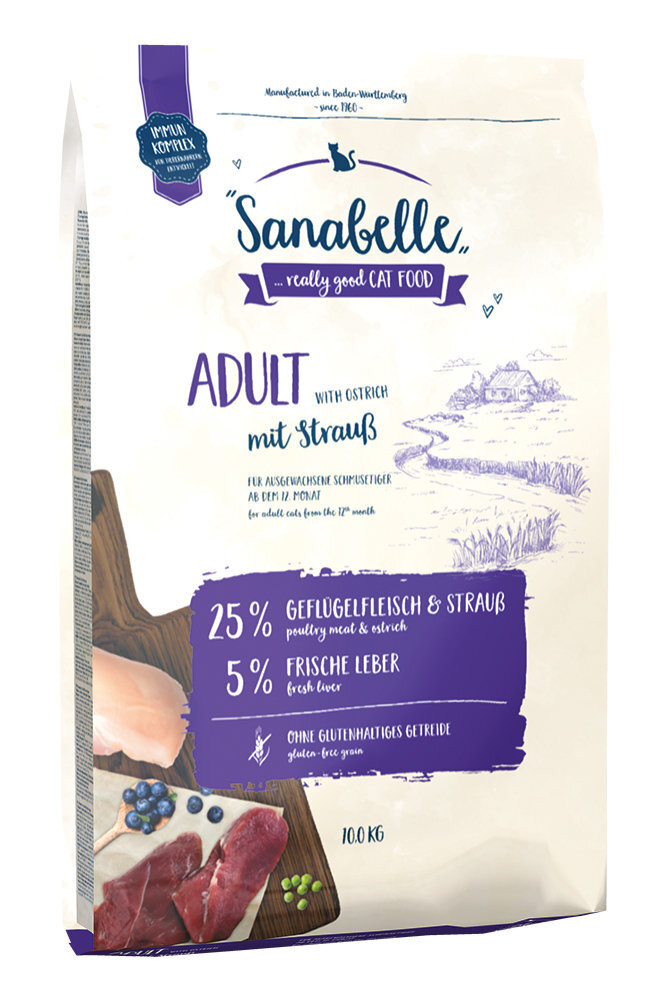 Sanabelle su sturčio mėsa Adult Ostrich, 10 kg цена и информация | Sausas maistas katėms | pigu.lt
