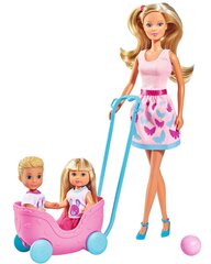 Lėlė Steffi su dvynukais Evi ir Timmy Simba Steffi Love kaina ir informacija | Žaislai mergaitėms | pigu.lt