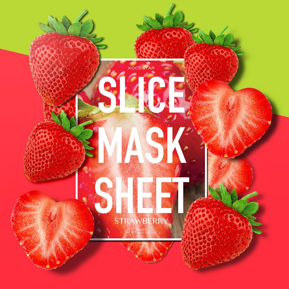 Glotninanti braškių veido kaukė Kocostar Slice Mask Strawberry 20 ml цена и информация | Veido kaukės, paakių kaukės | pigu.lt