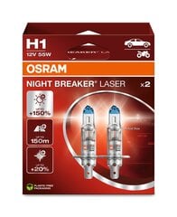 Automobilinės lemputės Osram Night Breaker Laser (Next Generation) H1, 2 vnt. kaina ir informacija | Automobilių lemputės | pigu.lt