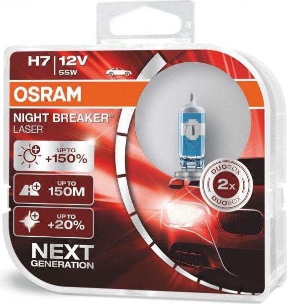 Automobilinės lemputės Osram Night Breaker Laser (Next Generation) H7, 2 vnt. цена и информация | Automobilių lemputės | pigu.lt
